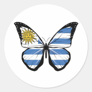 Uruguay-Schmetterlingsflagge Runder Aufkleber
