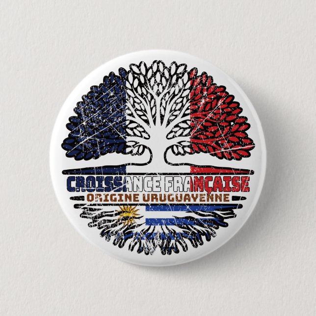 Uruguay Uruguayan French France Tree Roots Flag Button (Vorderseite)