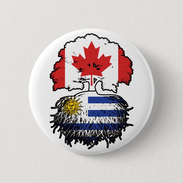 Uruguay Uruguayischer Kanadier Kanada Baum Wurzeln Button (Vorderseite)