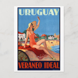 Uruguay Veraneo Ideal Vintage Travel Poster Postkarte