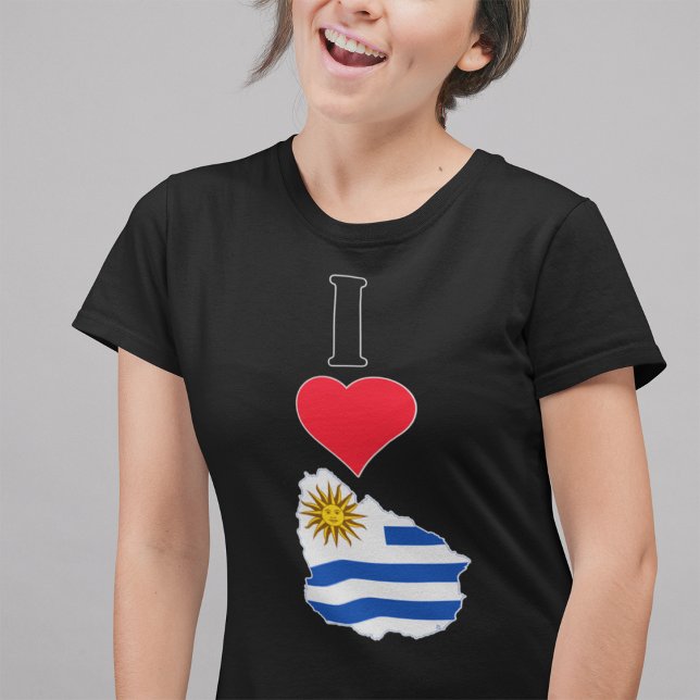 Uruguay Vertical I Liebe Uruguayische Flaggenkarte T-Shirt (Von Creator hochgeladen)