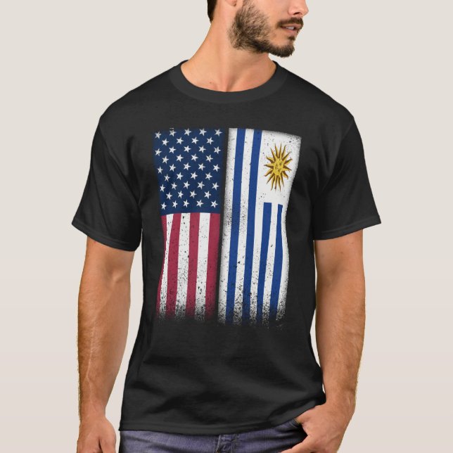 Uruguayan Flag USA And Uruguay Flags Proud Uruguay T-Shirt (Vorderseite)