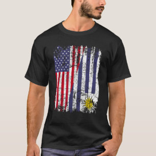 URUGUAYAN ROOTS Halbe American Flag URUGUAY T-Shirt