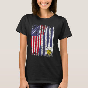 URUGUAYAN ROOTS Halbe American Flag URUGUAY T-Shirt
