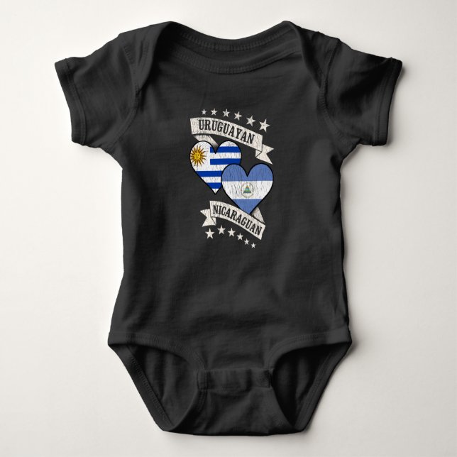 Uruguayisch Nicaraguan Herzflags Uruguay Nicaragua Baby Strampler (Vorderseite)