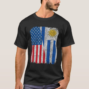 Uruguayische Flagge Halb USA Uruguay Root Prou T-Shirt