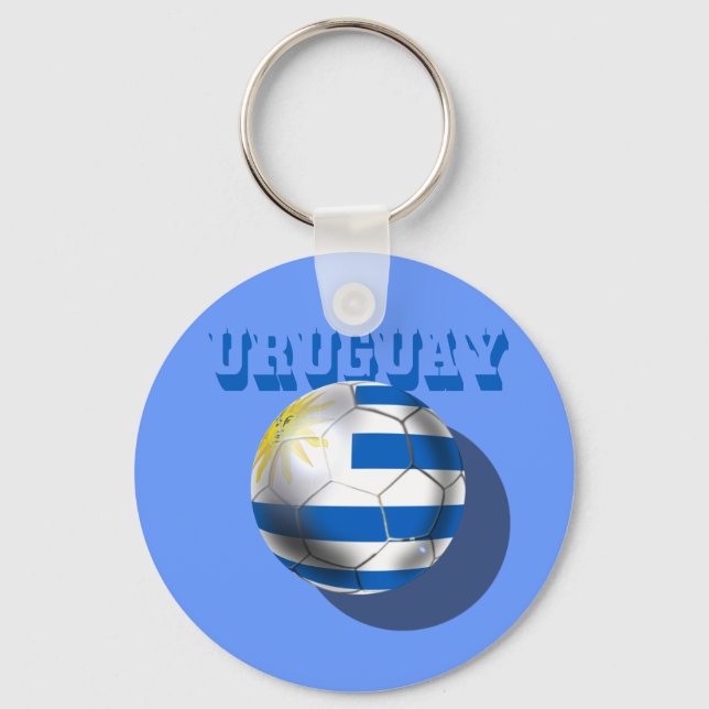 Uruguayische Flagge mit dem Logo futbol soccer Lie Schlüsselanhänger (Vorderseite)