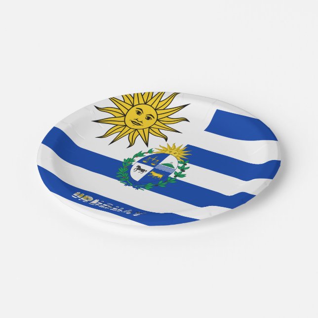 Uruguayisches Wappen Pappteller (Schrägansicht)