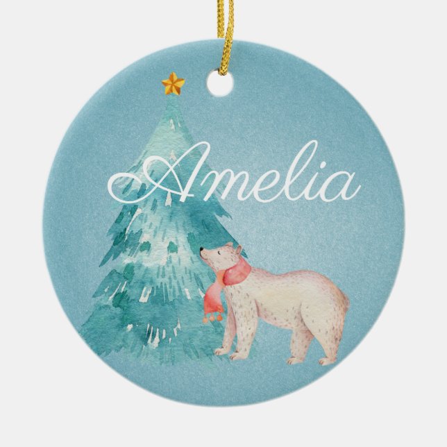 Urwaldszene Personalisiert Keramik Ornament (Vorne)