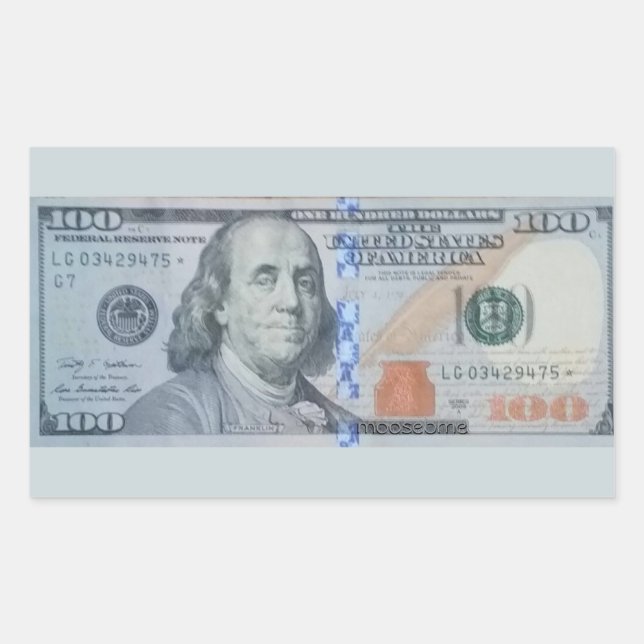 US $100 Star Note LG03429475 Rechteckiger Aufkleber (Vorderseite)
