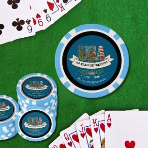 US 250 Jahre Freiheit Hellblau & Navy  Pokerchips
