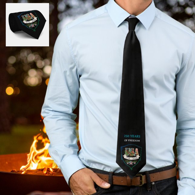 US 250 Years Freedom Elegant Patriotic Black Guest Krawatte (US 250 Years Freedom Elegant Patriotic Black Guest Neck Tie)