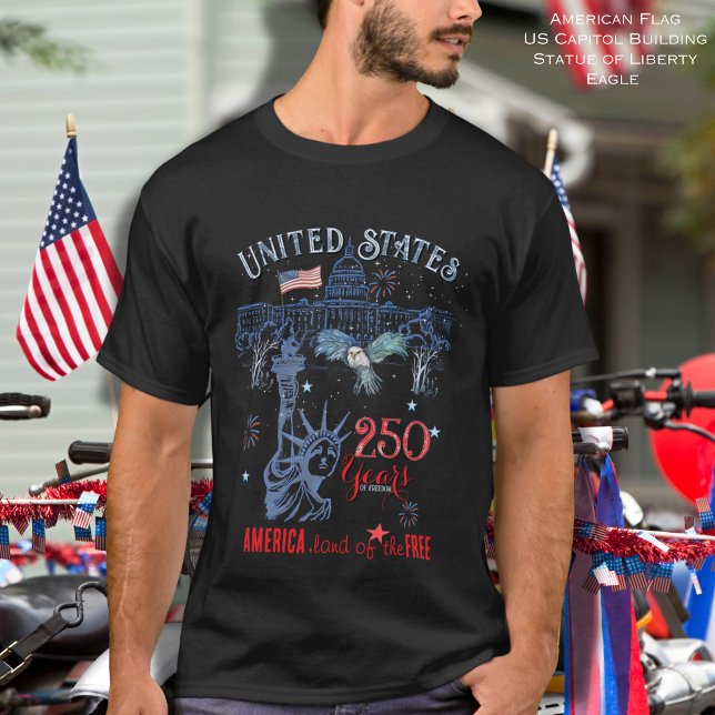 US 250 Years of Freedom Men's Patriotic   T-Shirt (US 250 Years of Freedom Men's Patriotic T-Shirt)