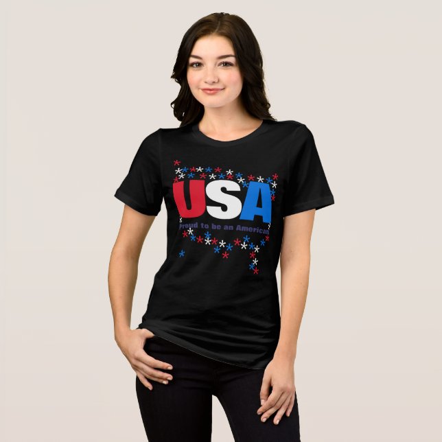 US 50 Stars Red White Blue Tri-Blend Shirt (Vorderseite voll)