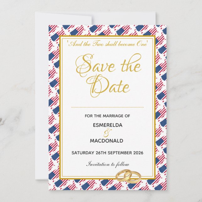 US AMERICA Custom Christlich Wedding Save The Date (Vorderseite)