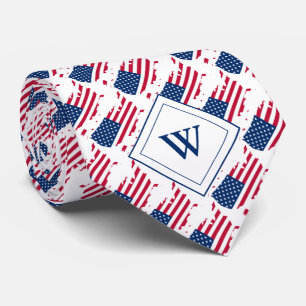US AMERICA Flag Custom Monogram Scripte Krawatte