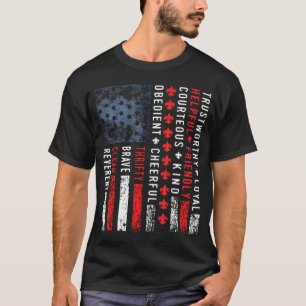US America Flag Scouting Law T-Shirt