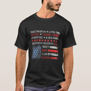 US America Flag Scouting Law Vintag Scout Law T-Shirt