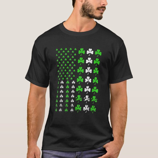US America Flag Shamrock Clover St Patricks Day Pa T-Shirt (Vorderseite)