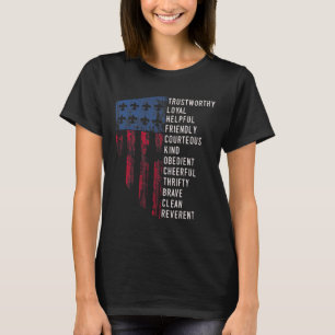 Us America Flag Vintage Pfadfinder Gesetz T-Shirt