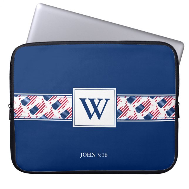 US-AMERICA Monogram-Christliche Bibel-Notebook Laptopschutzhülle (Vorderseite)