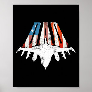 US American Flag Air Fighter Jet Fathers Day 4. O Poster
