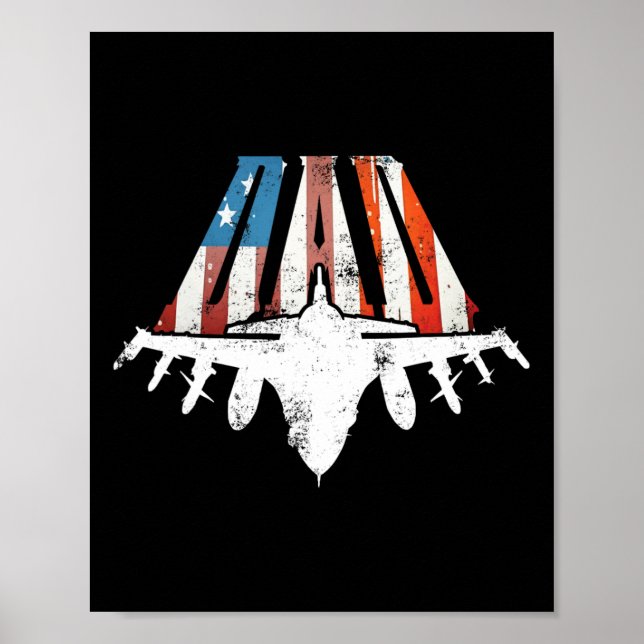 US American Flag Air Fighter Jet Fathers Day 4. O Poster (Vorne)