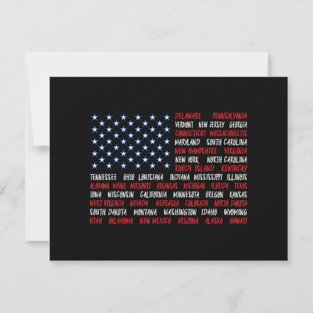 US American Flag Alle 50 Staat-Namen (Vorderseite)