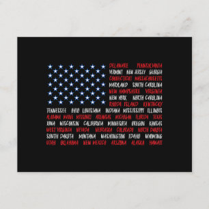 US American Flag Alle 50 Staat-Namen Begleitkarte