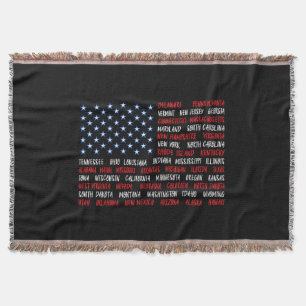 US American Flag Alle 50 Staat-Namen Decke