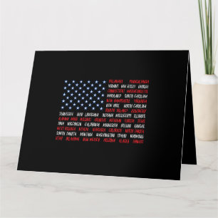 US American Flag Alle 50 Staat-Namen Karte
