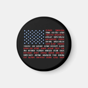 US American Flag Alle 50 Staat-Namen Magnet