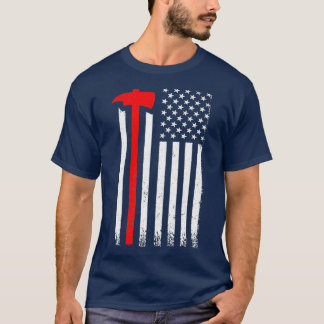 US American Flag Ax Fireman Patriot Classic TShir T-Shirt