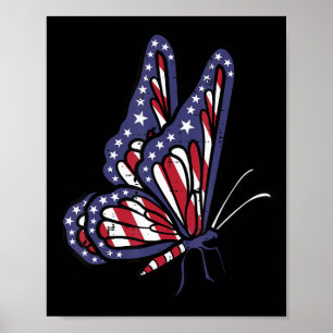US American Flag Butterfly Memorial Day 4. Juli O Poster
