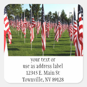 US American Flag Corner Flag Memorandum Quadratischer Aufkleber
