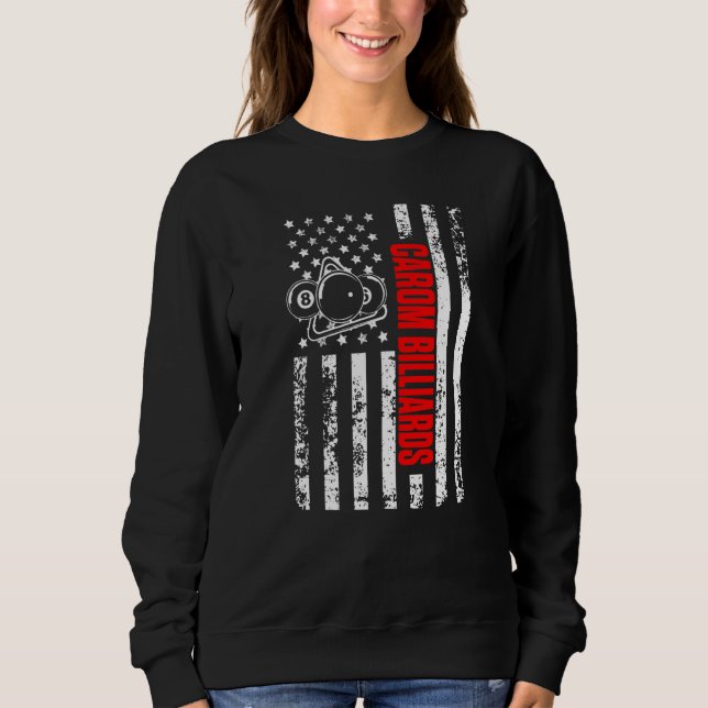 US American Flag Cue Sports Patriotic Carom Billia Sweatshirt (Vorderseite)
