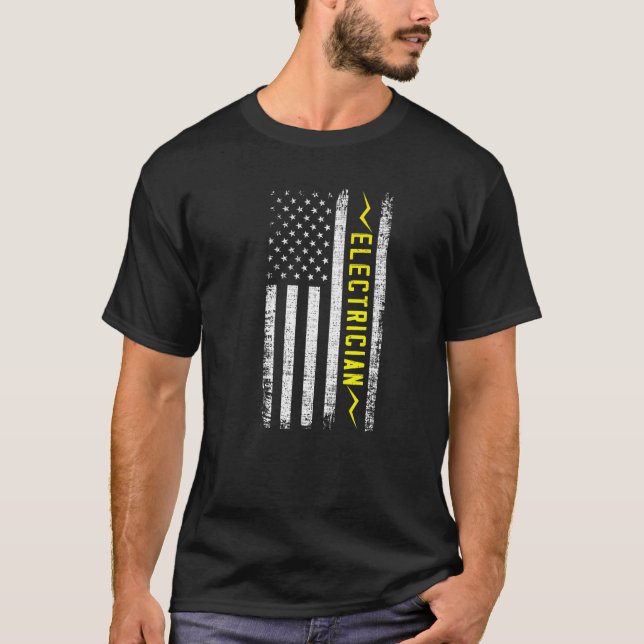 US American Flag Elektrischer Handwerker Lineman L T-Shirt (Vorderseite)