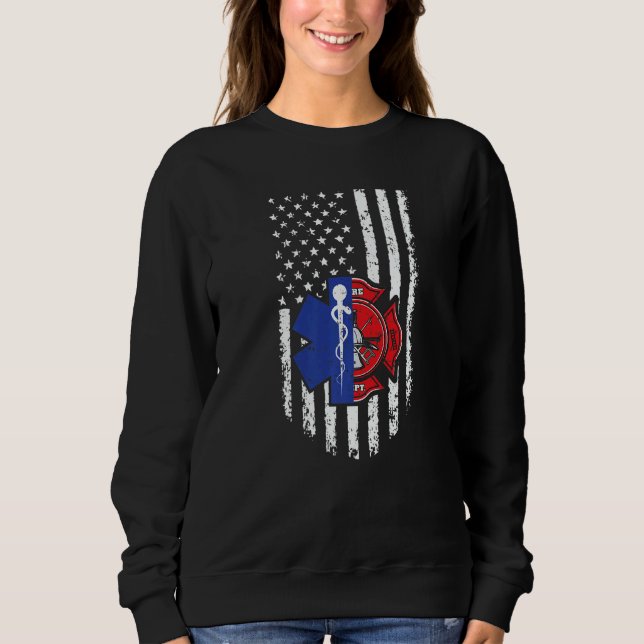 Us American Flag Emt Firefighter Emergency Medical Sweatshirt (Vorderseite)