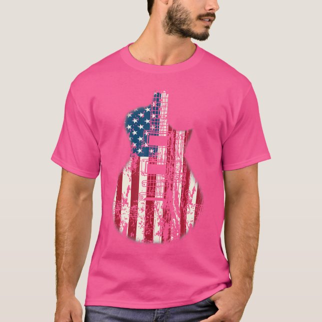 US American Flag Guitar Musician gestört Gitarre T-Shirt (Vorderseite)