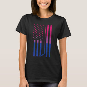 US American Flag Ice Hockey Bisexual Bi Pride Lgbt T-Shirt
