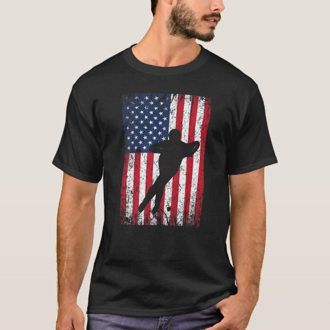 US American Flag Inline Speed Skaten Ice Skater T-Shirt (Vorderseite)