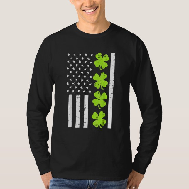 US American Flag Kleeblatt St Patricks Day Men Wom T-Shirt (Vorderseite)