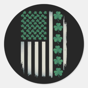 US American Flag Kleeblatts St Patricks Day Americ Runder Aufkleber