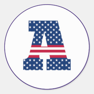 US American Flag Letter A Runder Aufkleber