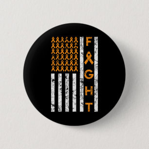US American Flag Orange Ribbon Leukemia Bewusstsei Button
