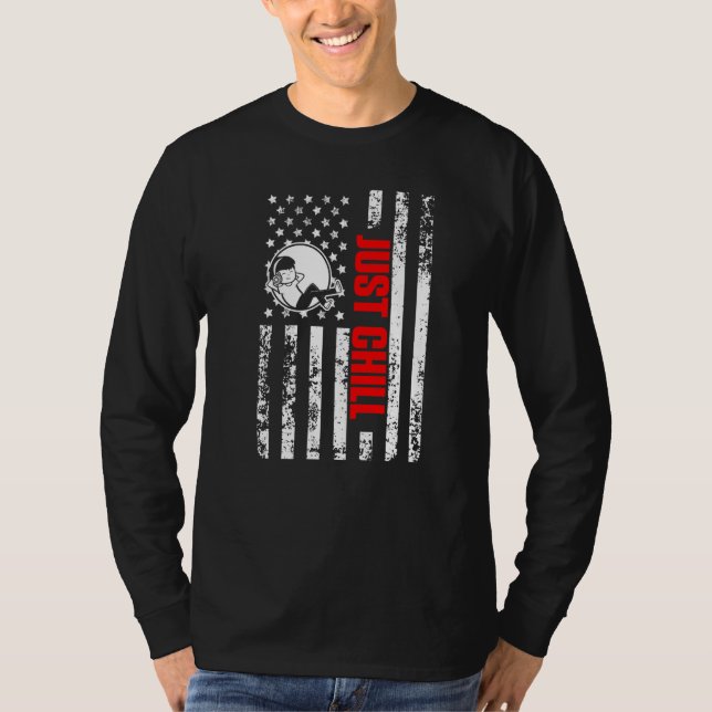 US American Flag Pajamas Patriotic Just Chill Prem T-Shirt (Vorderseite)