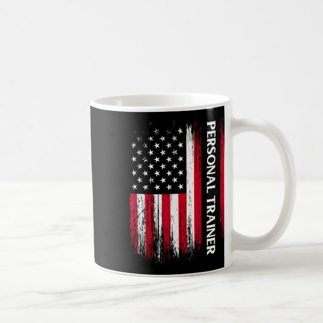 US American Flag Personal Trainer Fitness Instruct Kaffeetasse (Rechts)