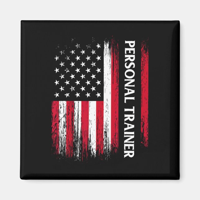 US American Flag Personal Trainer Fitness Instruct Magnet (Vorne)