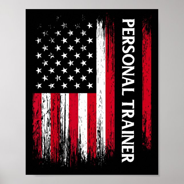 US American Flag Personal Trainer Fitness Instruct Poster (Vorne)