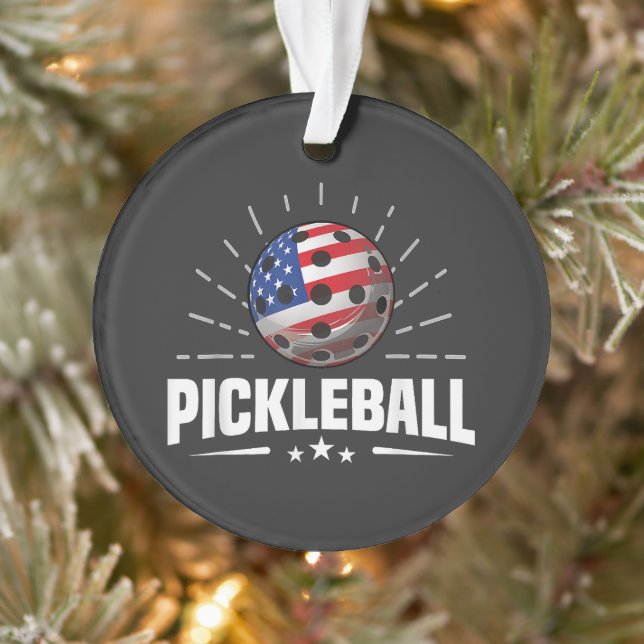 US American Flag Pickleball Player Ornament (Baum)